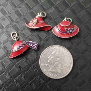 FREE ADD ON ITEM ENAMEL CHARMS RED HAT SET OF THREE